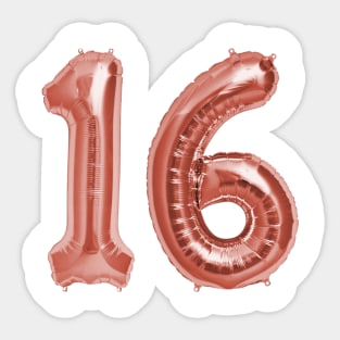 Rose Gold 16th Birthday Metallic Helium Balloons Numbers Sticker